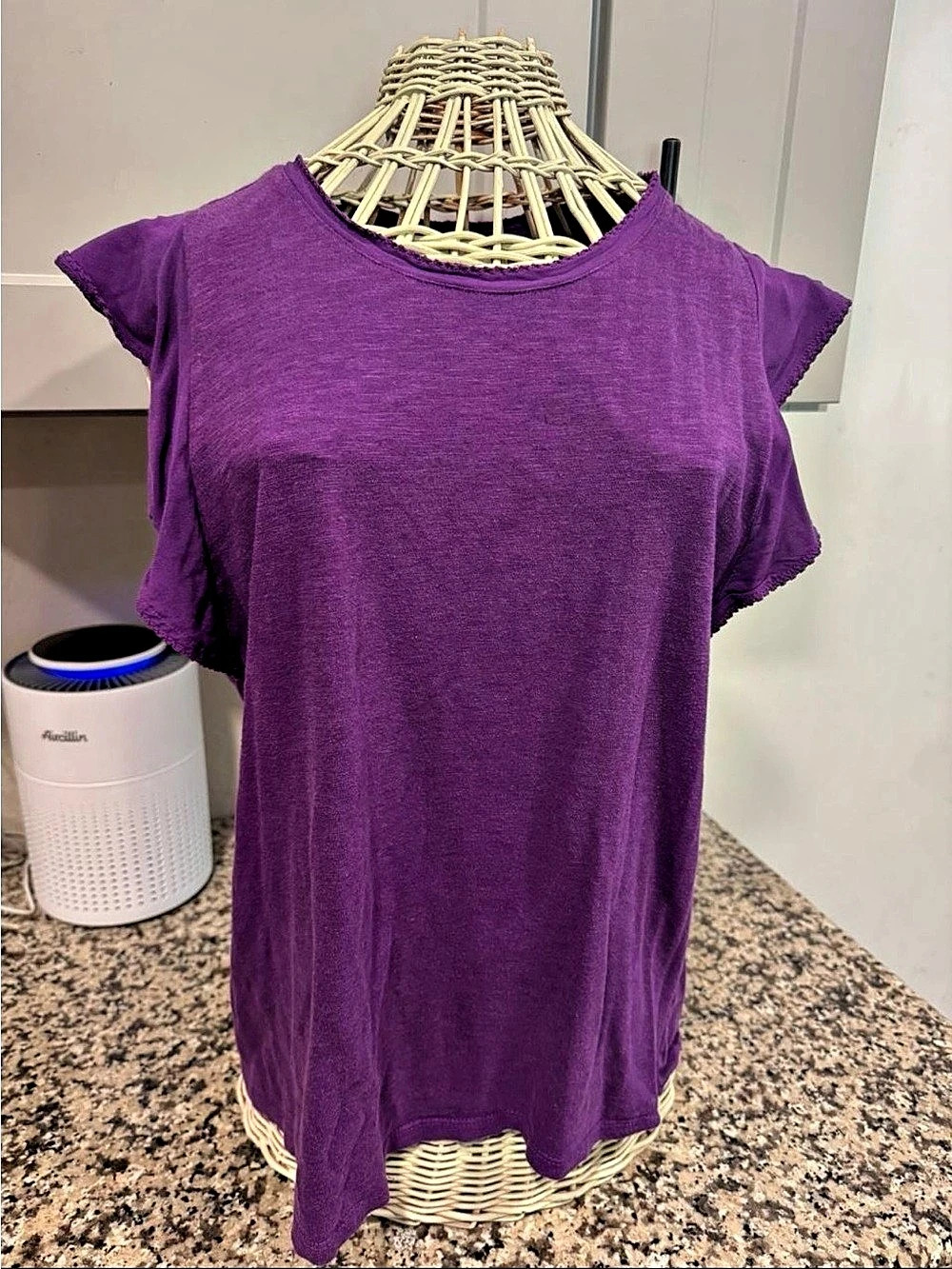 Style & Co Purple Short Sleeve Top Size Large Like New